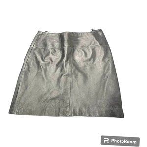 Newport News Black Genuine Leather Moto Biker Mini Skirt - 14